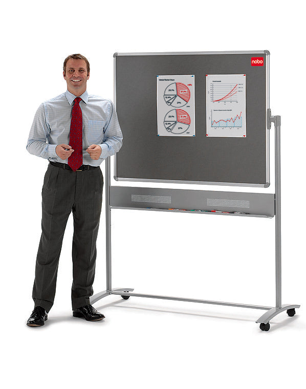 Nobo Whiteboard – 120 × 90 cm, Stahl, magnetisch, mobil, beidseitig, drehbar, inkl. Stiftablage