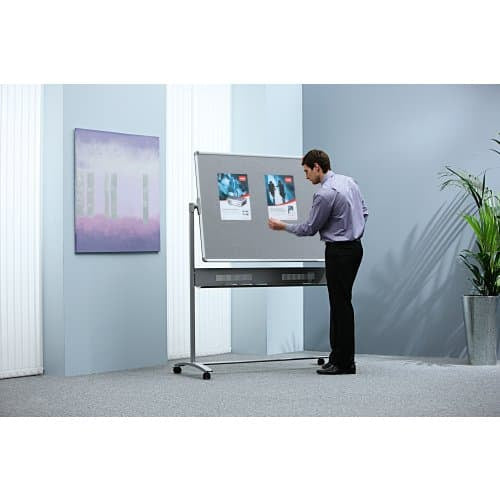 Nobo Whiteboard – 120 × 90 cm, Stahl, magnetisch, mobil, beidseitig, drehbar, inkl. Stiftablage