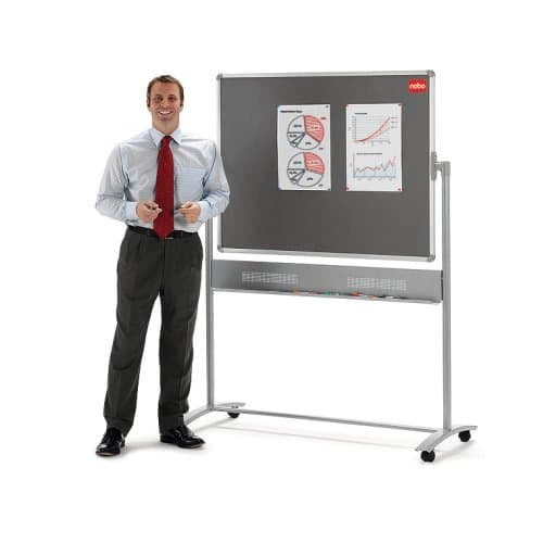 Nobo Whiteboard – 120 × 90 cm, Stahl, magnetisch, mobil, beidseitig, drehbar, inkl. Stiftablage
