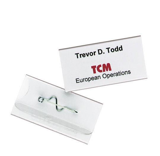 Durable Namensschild – 60 × 30 mm, transparent, Kunststoff, 100er-Pack