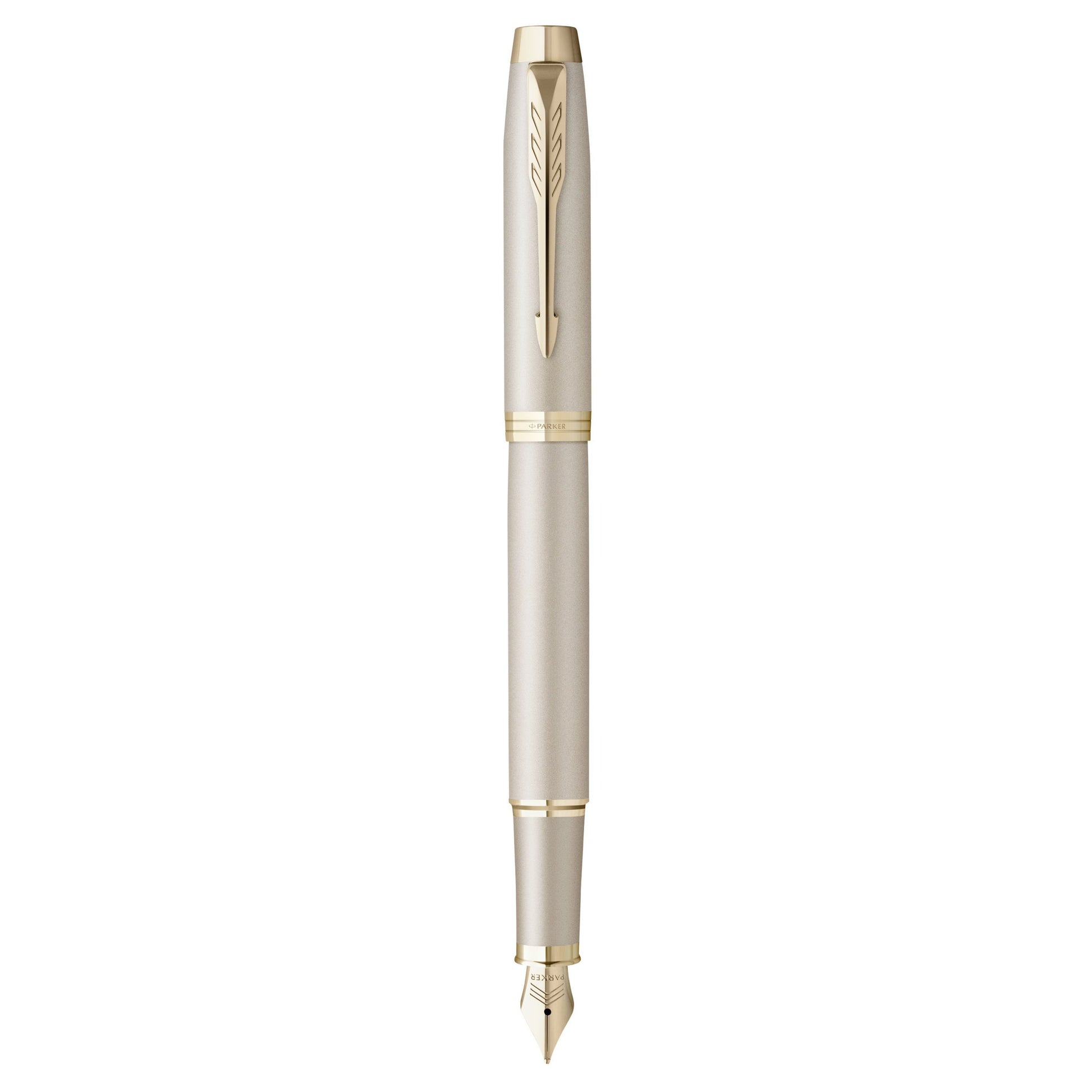 Parker IM Monochrome Champagne – Federspitze M – für Rechts- & Linkshänder – champagner, blau – Patronen
