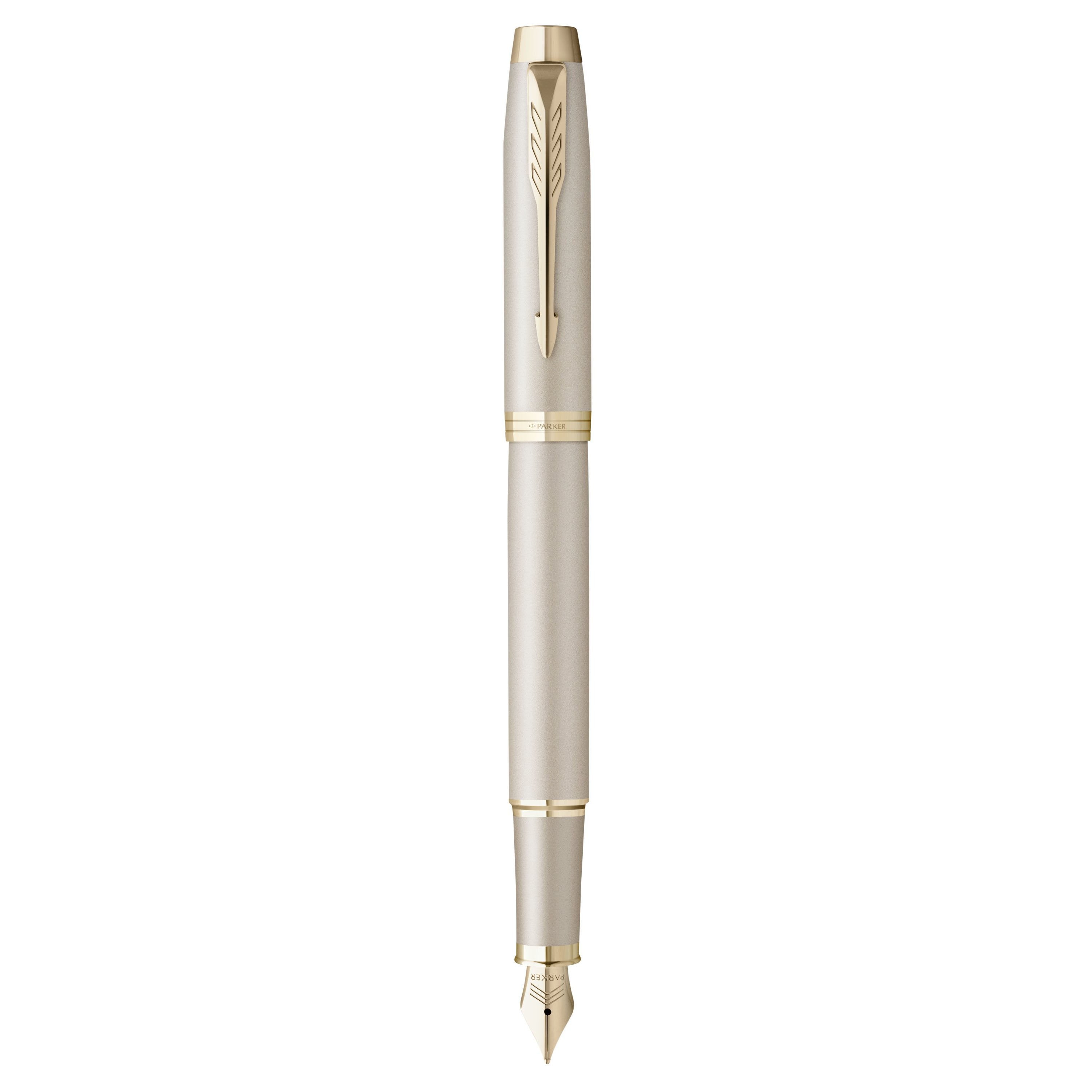 Parker IM Monochrome Champagne – Federspitze M – für Rechts- & Linkshänder – champagner, blau – Patronen