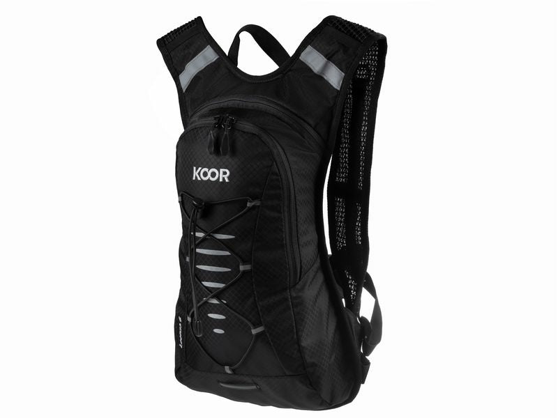 KOOR Sportrucksack F01607 – 6 l, wasserfest, mit Reflektoren, Nylon – schwarz, 300 × 470 × 200 mm