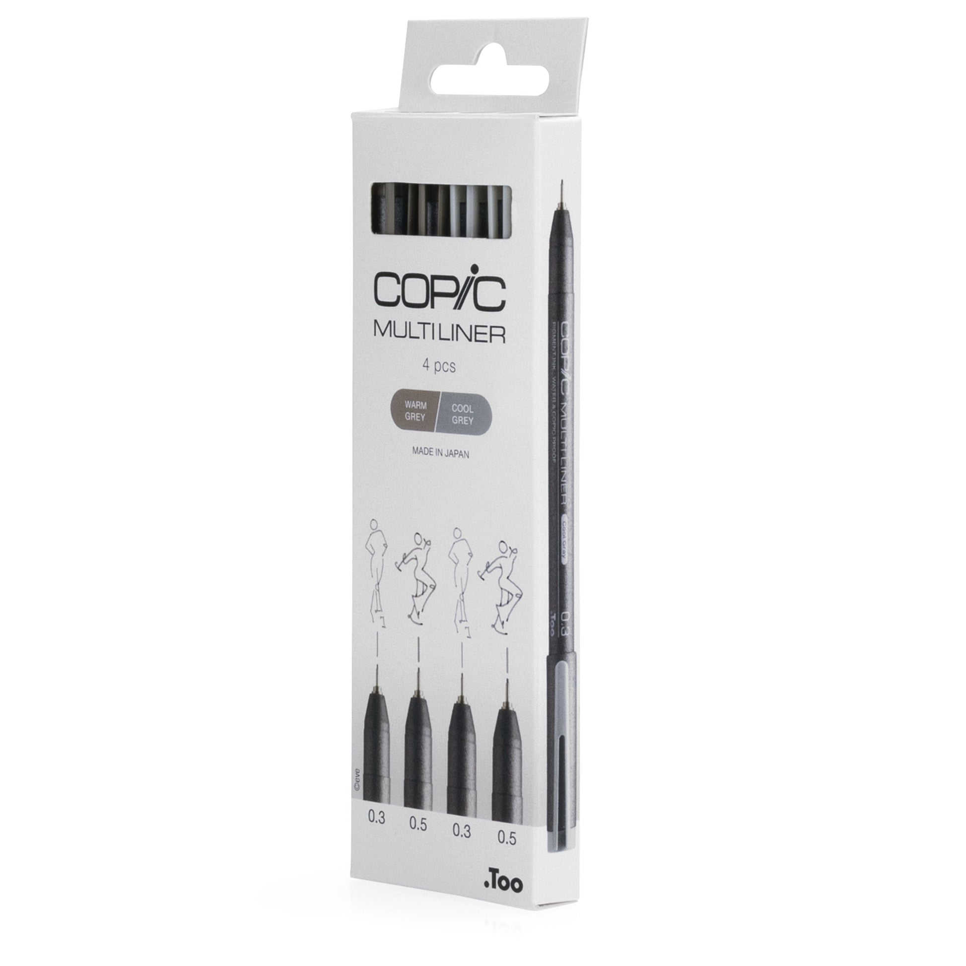 Copic Multiliner Fineliner Set – 4 Stk., 0,3–0,5 mm, 2 Farben, wasserfest