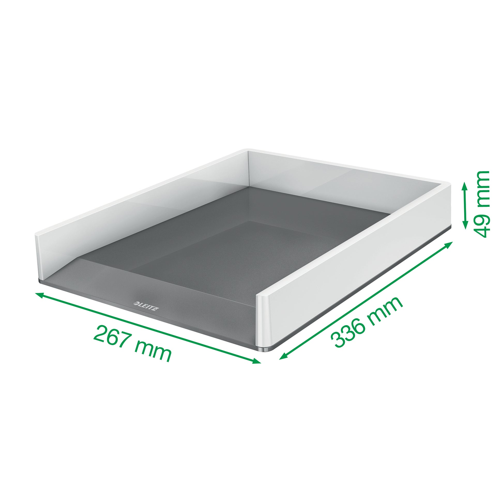 Leitz WOW – Briefkorb für A4/C4, Polystyrol (PS), Weiss/Gelb, Hochglänzend, 267 × 49 × 336 mm