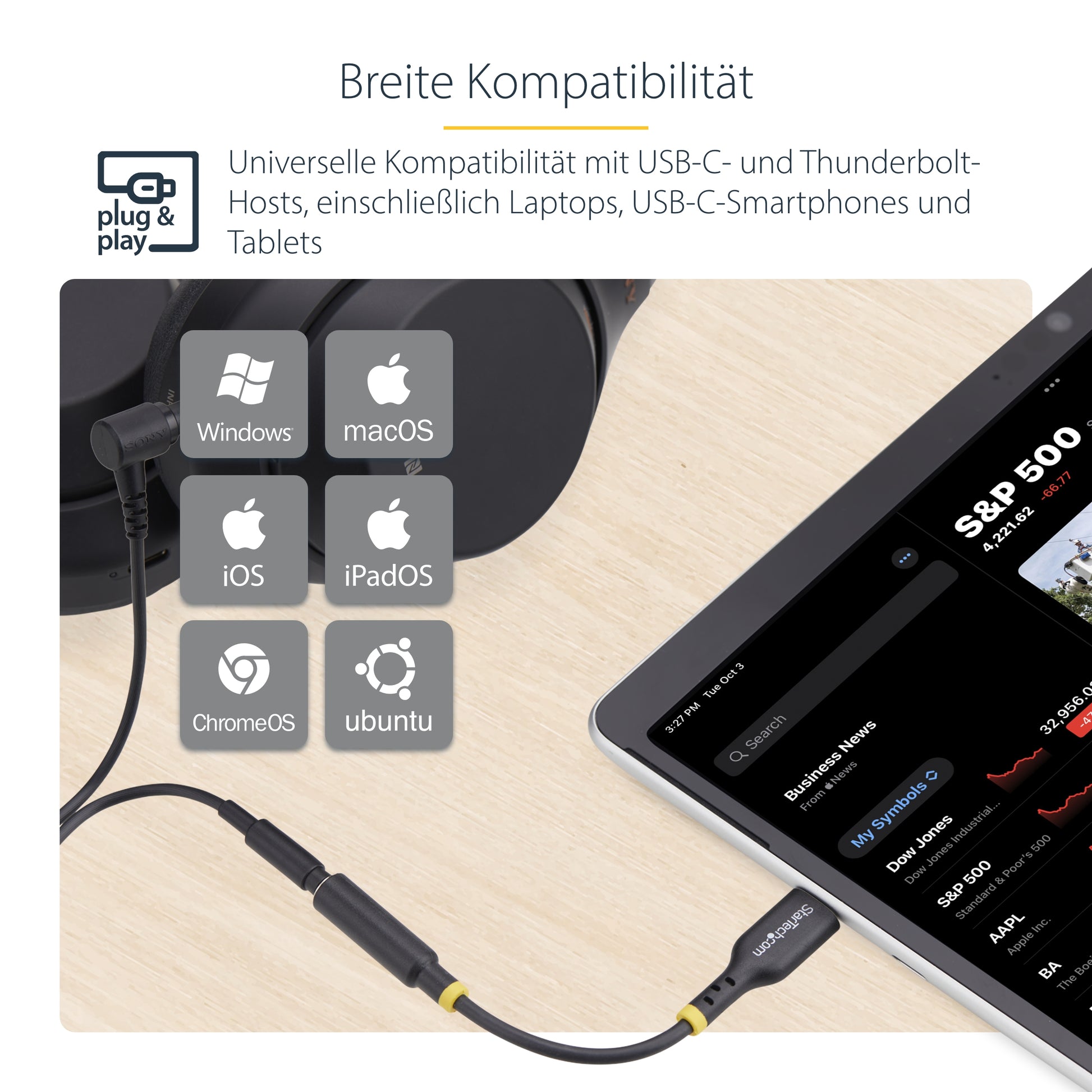 StarTech.com USB-C (Stecker) auf 3,5 mm TRRS (Buchse) Adapter