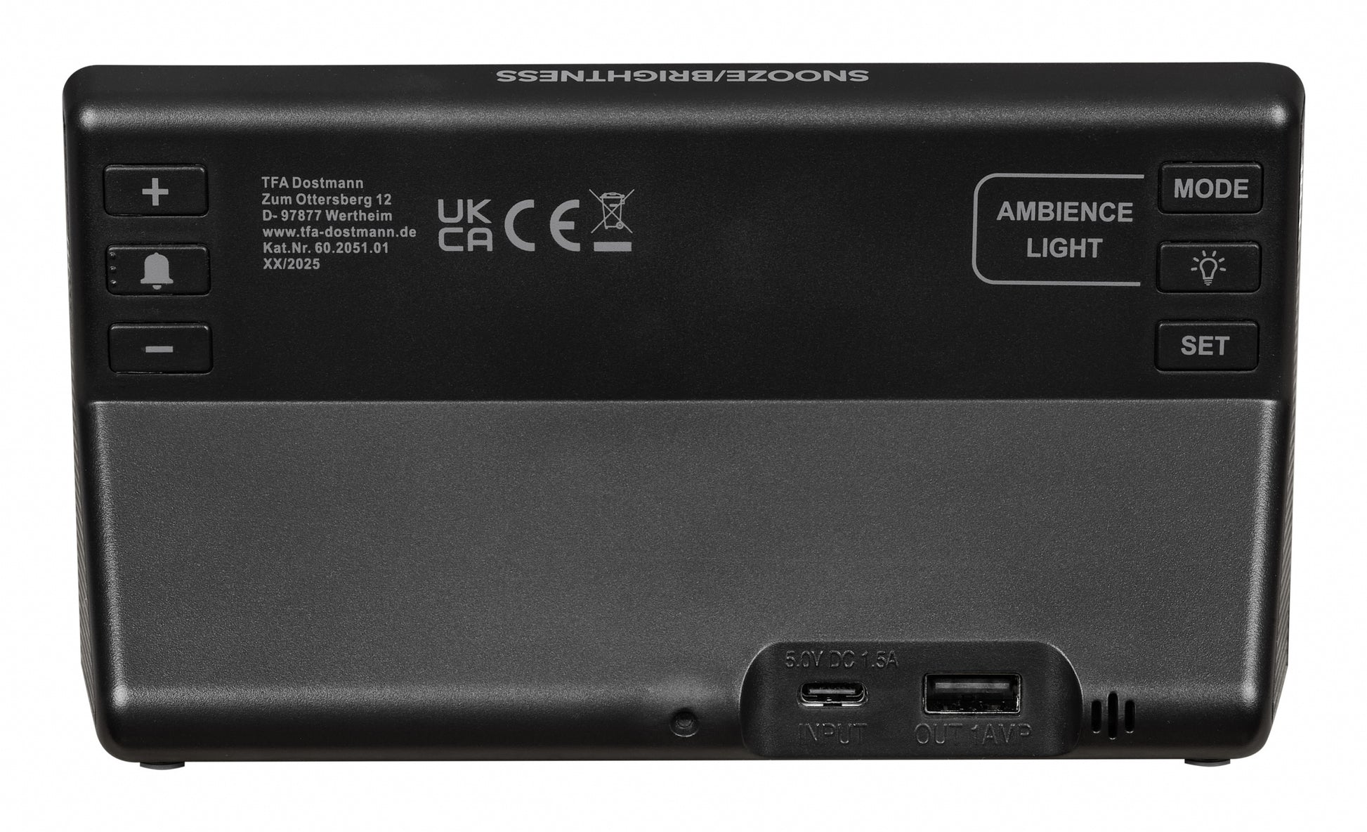 TFA-Dostmann TFA Dostmann Digitalwecker – Snooze, USB, 17,4 × 9,6 × 4,8 cm, Schwarz