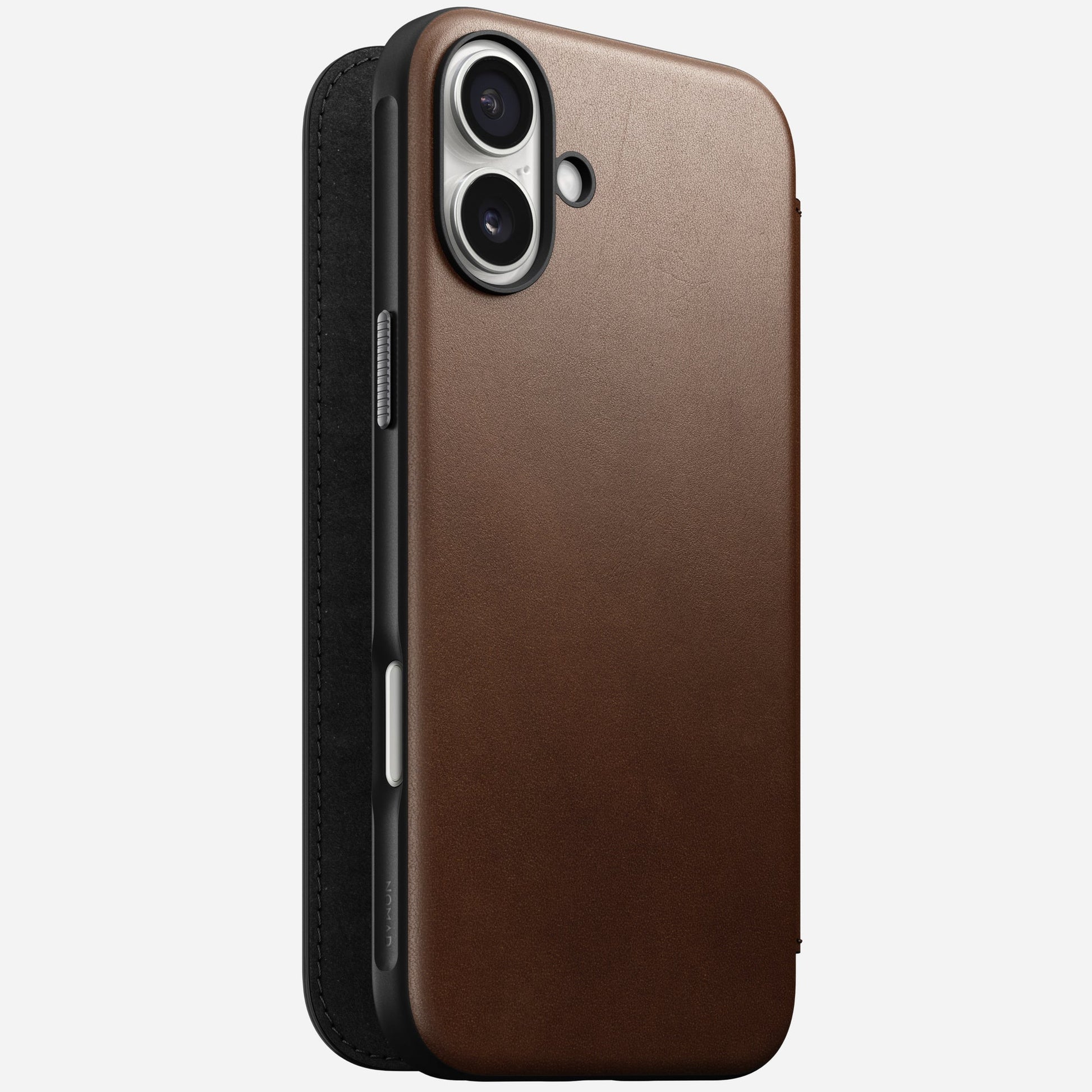 Nomad Booklet-Hülle – für Apple iPhone 16 Plus – Braun – Leder – MagSafe-kompatibel, mit Kartenfach