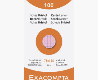 Exacompta Karteikarten – 75 × 125 mm – kariert, sortiert, 205 g/m² – 100 Stk