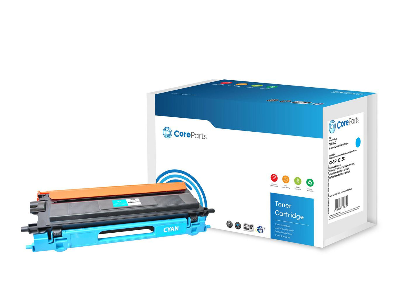CoreParts TN-135C Cyan Toner – Kompatibel – 4'000 Seiten – für Brother DCP-9040CN/DCP-9042CDN/DCP-9045CDN und andere
