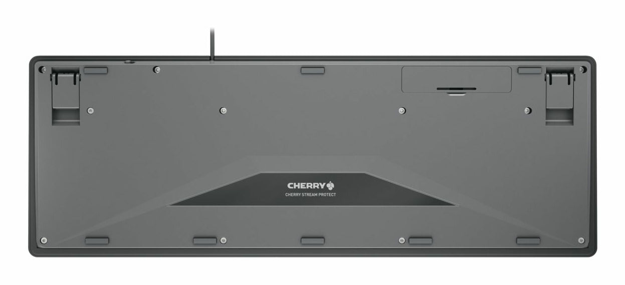CHERRY STREAM PROTECT – Tastatur – QWERTY (UK) – USB (kabelgebunden), Full-Size, Scherenschalter, Schwarz