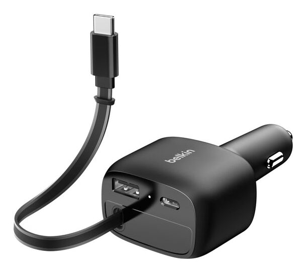 Belkin Ladegerät – 75 W, mit einziehbarem USB-C-Kabel – für Auto