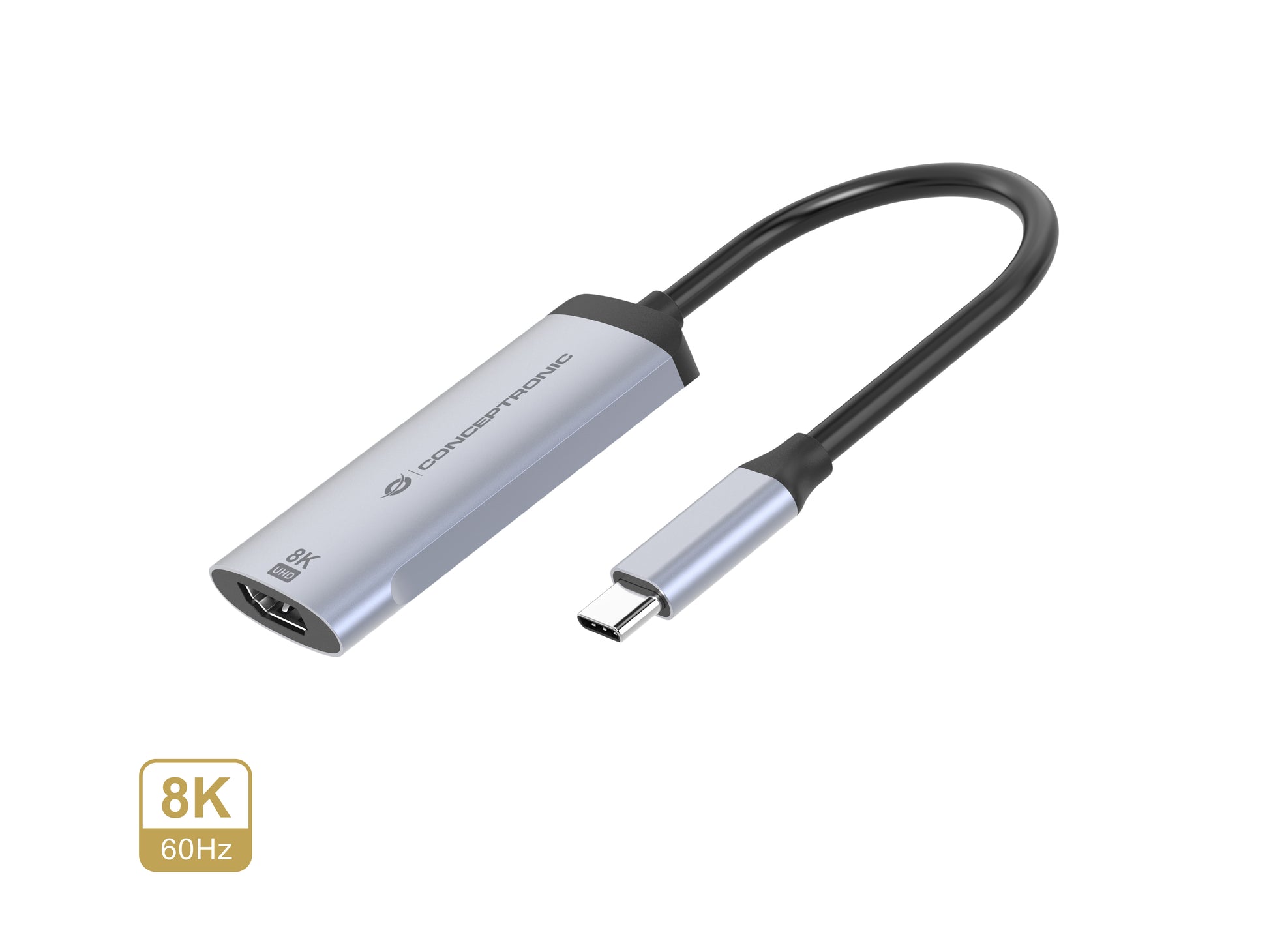 Conceptronic ABBY23G USB-C-zu-HDMI-Adapter – 8K (7680 × 4320) @ 60 Hz, HDMI 2.1, 0,15 m, Silber