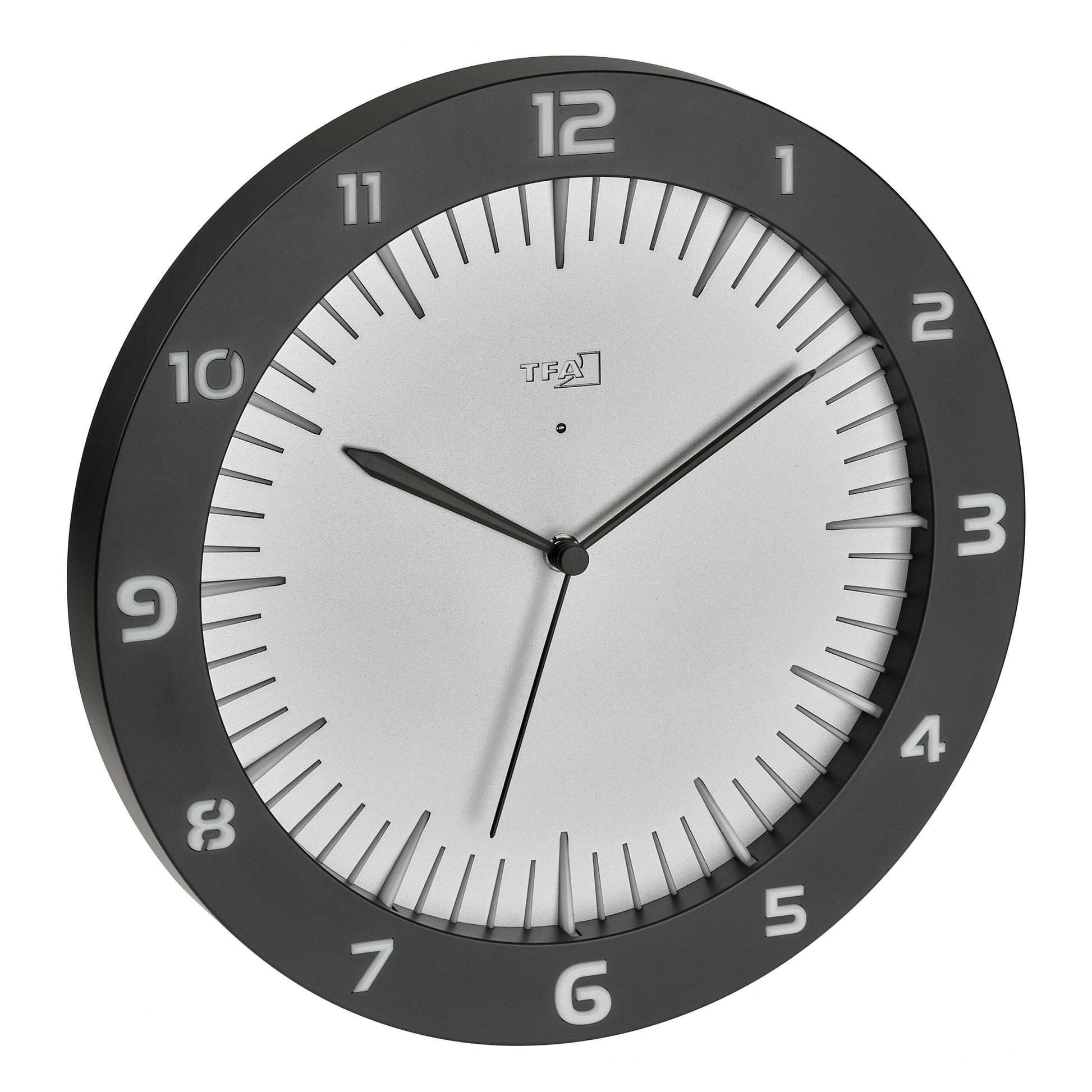 TFA-Dostmann TFA Dostmann LUMOCLOCK Wanduhr – Funk, analog, Licht, USB, Ø 30,3 cm, schwarz, Kunststoff