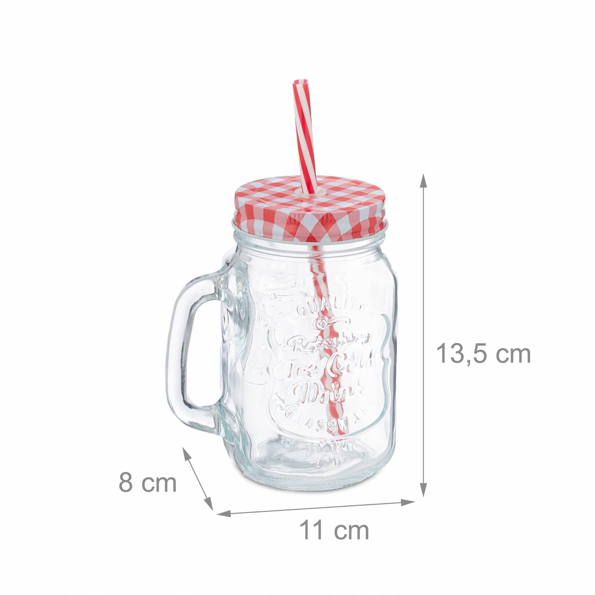 Relaxdays Trinkglas – 4er Set, 500 ml, Ø 11,0 cm, H 13,5 cm, mit Deckel, spülmaschinenfest