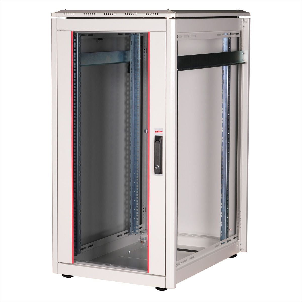 ROLINE Pro – 19" Netzwerkschrank 22U, IP20, abschliessbar, 600 × 800 × 1164 mm, lichtgrau, Stahl
