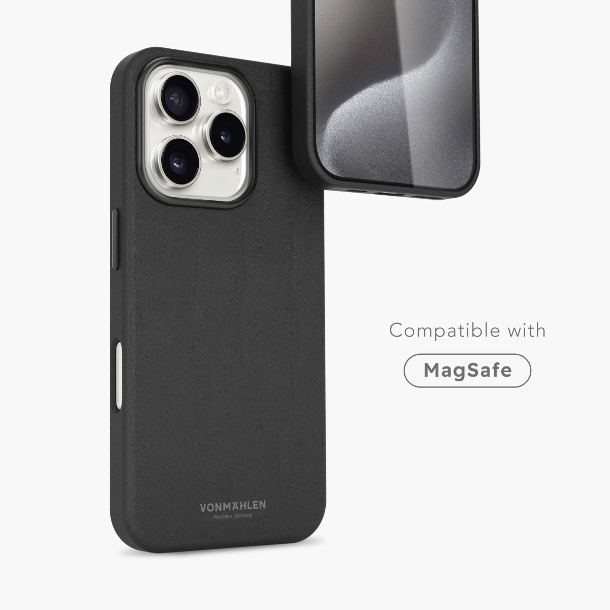Vonmählen Backcover Like Leather – für Apple iPhone 16 Pro – schwarz – Leder – MagSafe-kompatibel