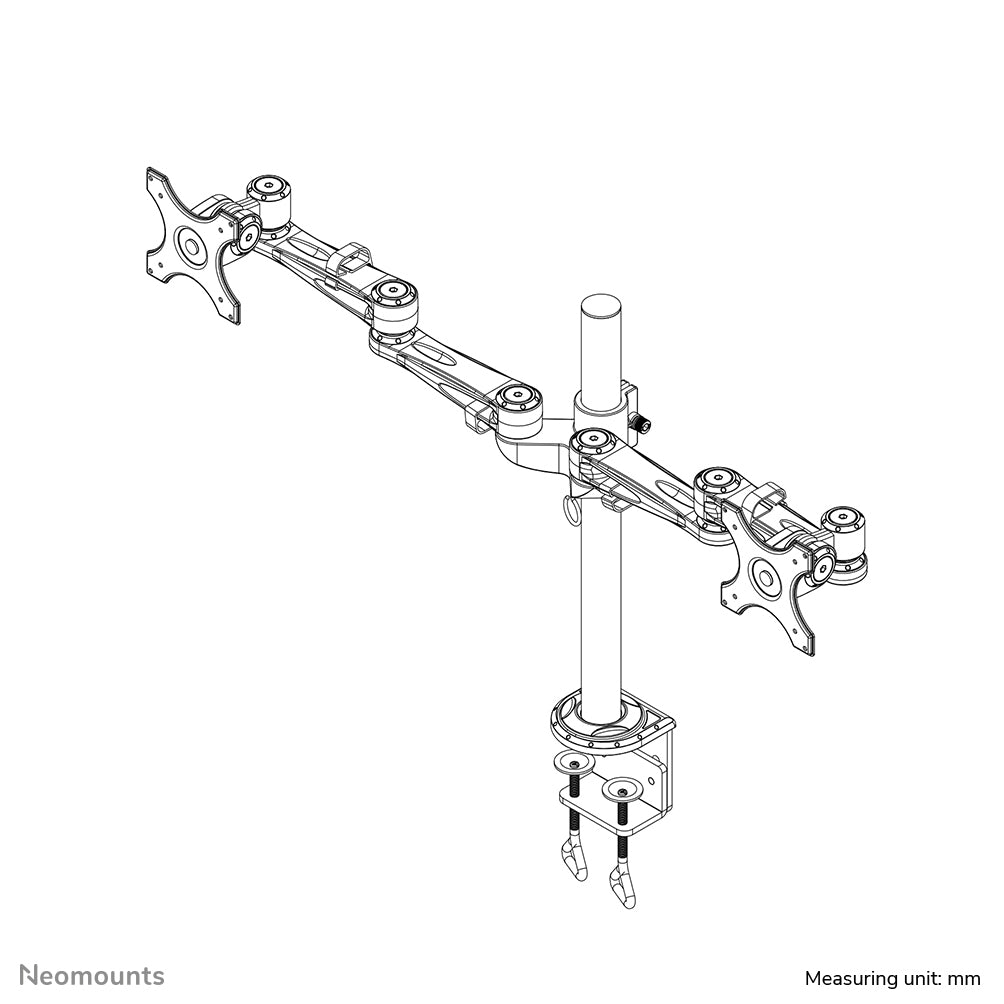 Neomounts FPMA-D935D – Tischhalterung, Dual, Tischklemme, bis 27", VESA 75 × 75 mm, 12 kg, neigbar, silber