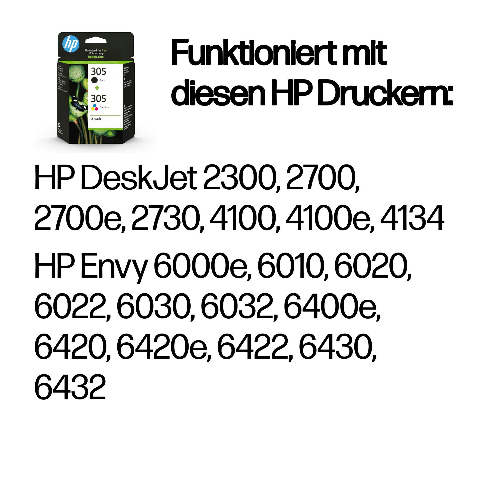HP 305 Tintenpatronen-Multipack, Schwarz/Dreifarbig (Original) – für HP 305
