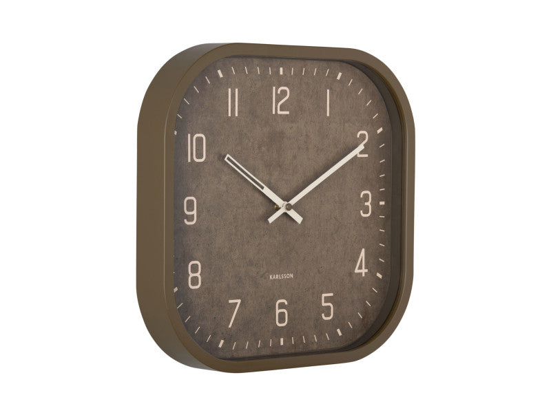 Karlsson Elemental Cuadrado Wanduhr – Analog, 30 × 30 × 4 cm, Grün, Kunststoff