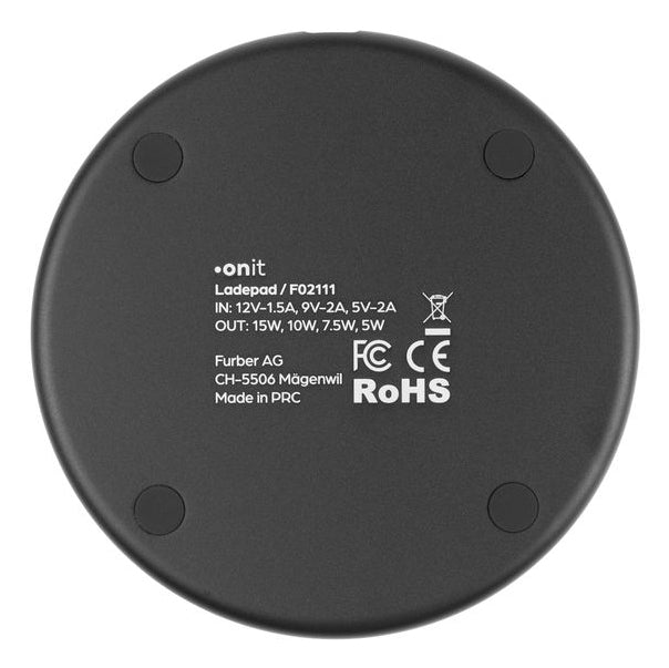 ONIT F02111 Kabelloses Ladegerät 15 W – Qi, USB-C×1, PD – für Qi-kompatible Geräte – Schwarz