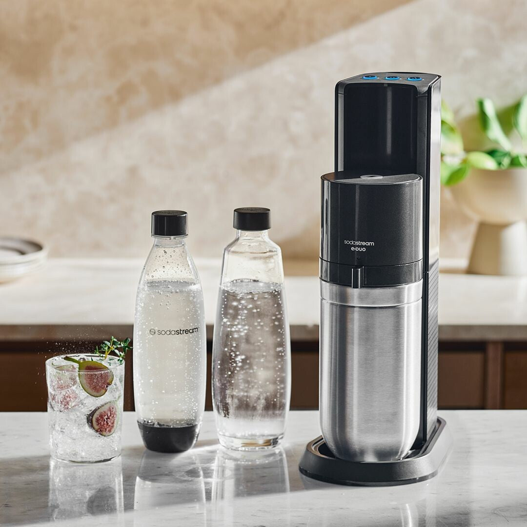 SodaStream E-DUO – Wassersprudler, mit 60-l-Zylinder, Metall/Kunststoff, Schwarz/Edelstahl