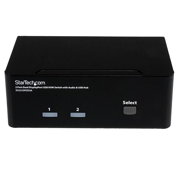 StarTech.com 2-Port DP KVM-Switch, Dual-View – 3840 × 2400, USB-Hub, Audio, Desktop