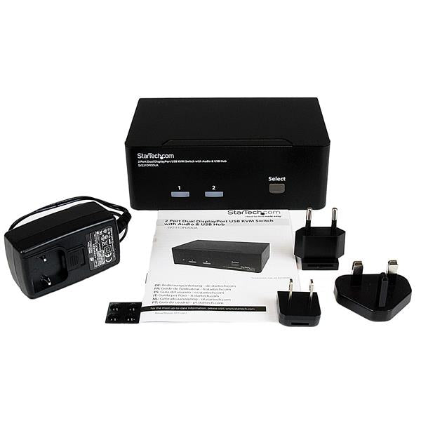 StarTech.com 2-Port DP KVM-Switch, Dual-View – 3840 × 2400, USB-Hub, Audio, Desktop