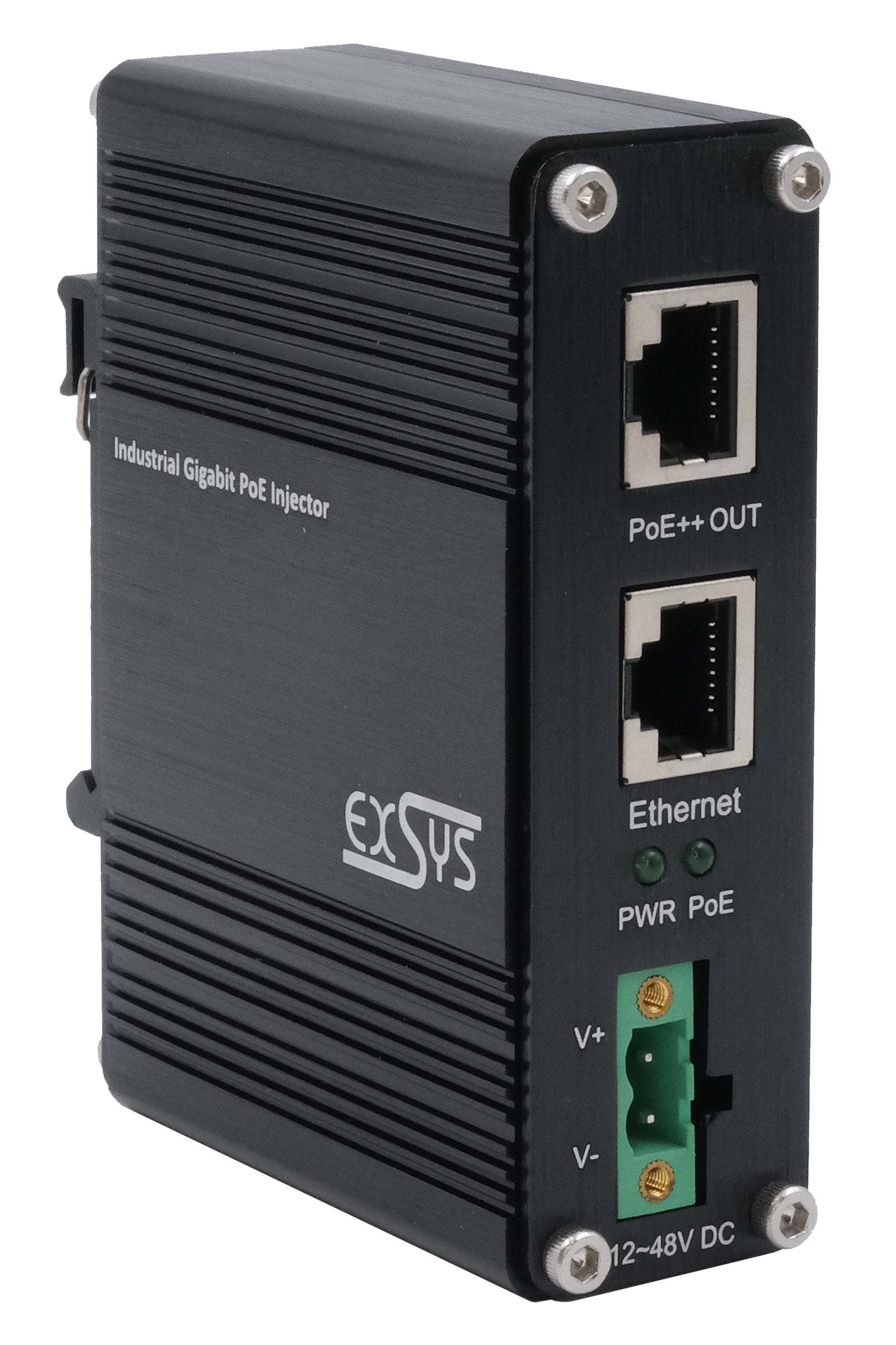 EXSYS EX-60315 PoE Midspan – 90 W IEEE 802.3bt, PoE++, Gigabit, 1× In / 1× Out RJ-45, IP40