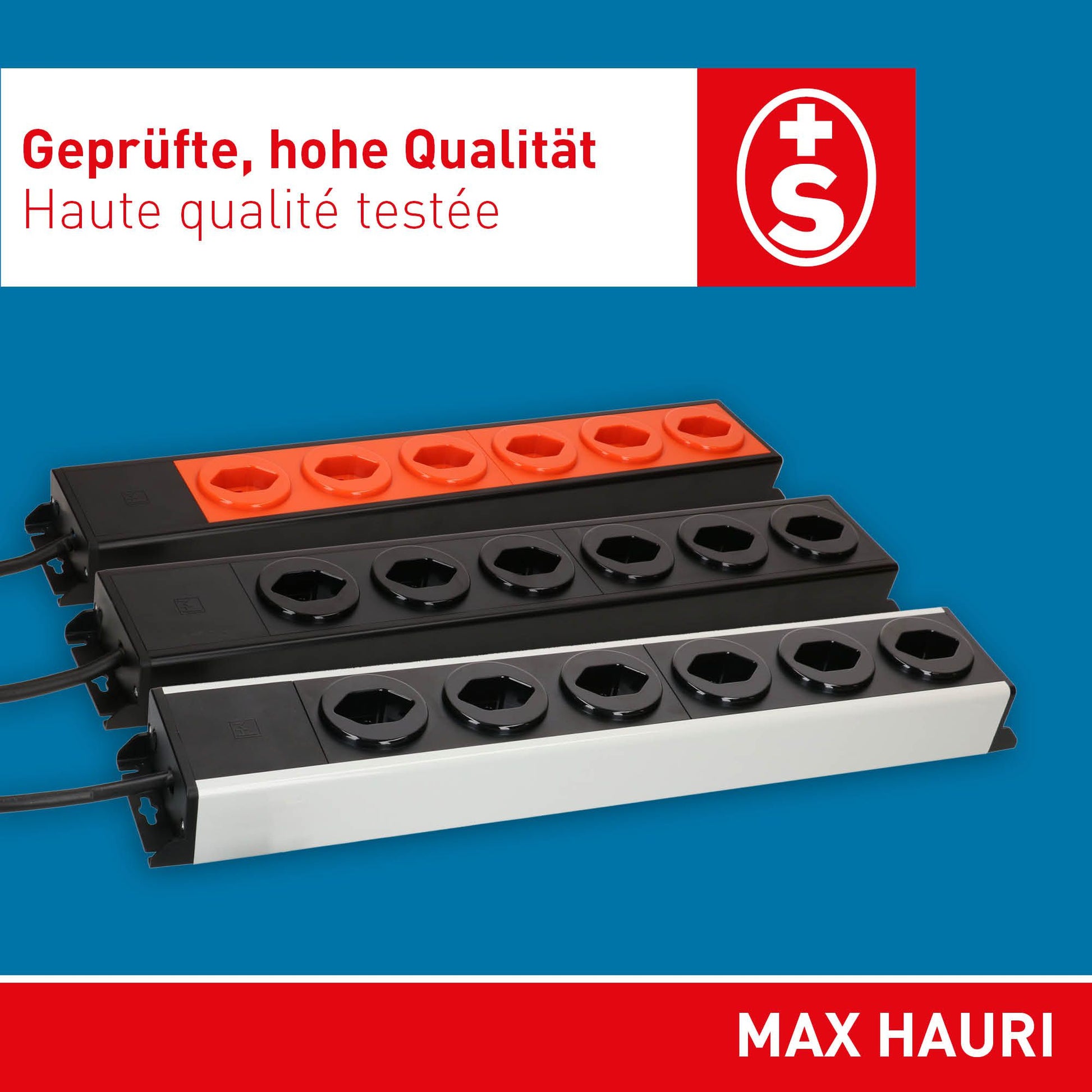 Max Hauri AG Max Hauri Power Line Steckdosenleiste – 10× T13, 1,5 m, ohne Schalter, mit Kinderschutz, grau/schwarz