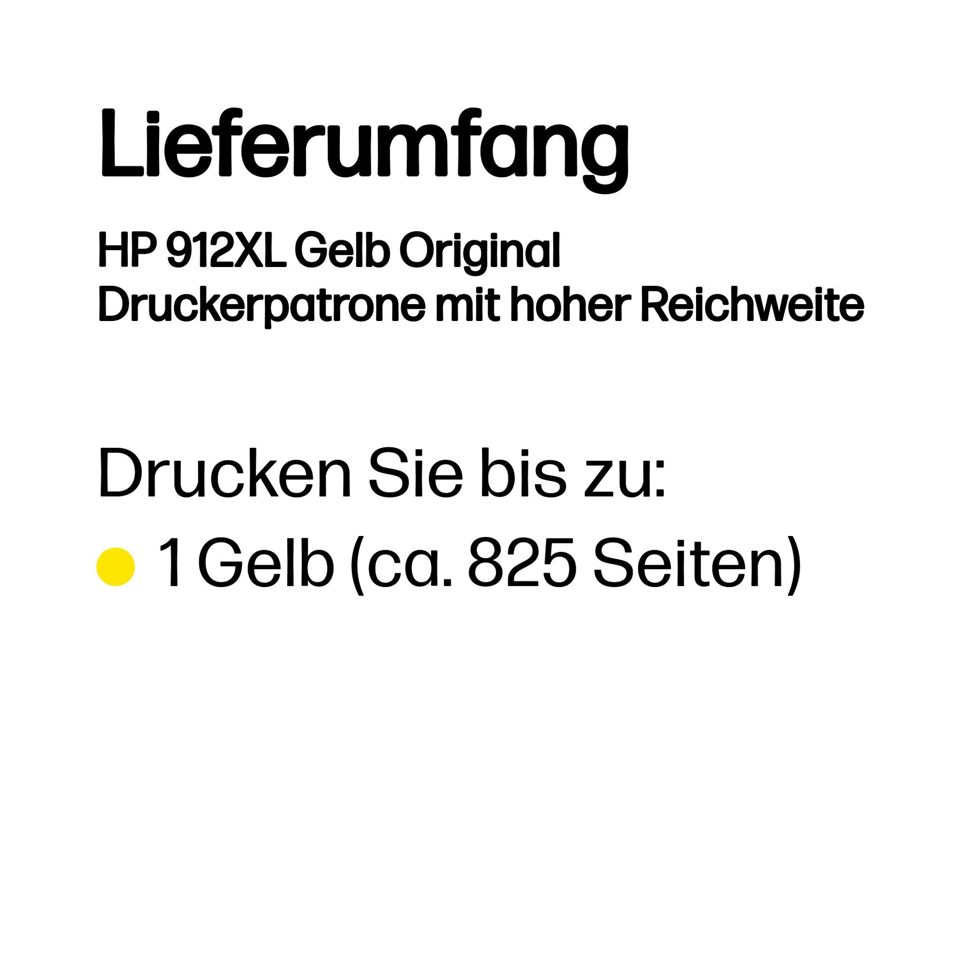 HP 912XL Gelb Tintenpatrone (Original) – 700 Seiten – für HP OfficeJet/OfficeJet Pro