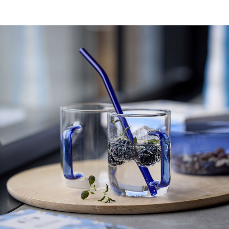 Lyngby Glas Lyngby Tasse Torino – 2er Set, 400 ml, Glas, Blau, spülmaschinenfest, mikrowellengeeignet