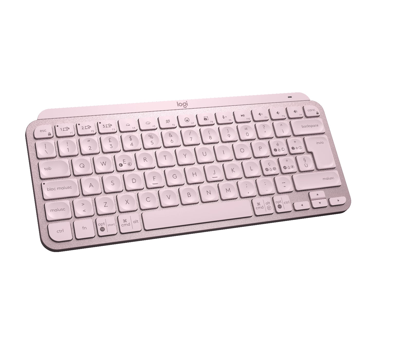 Logitech MX KEYS MINI – Tastatur, kabellos, IT-Layout (IT), 60%, beleuchtet, Rosa