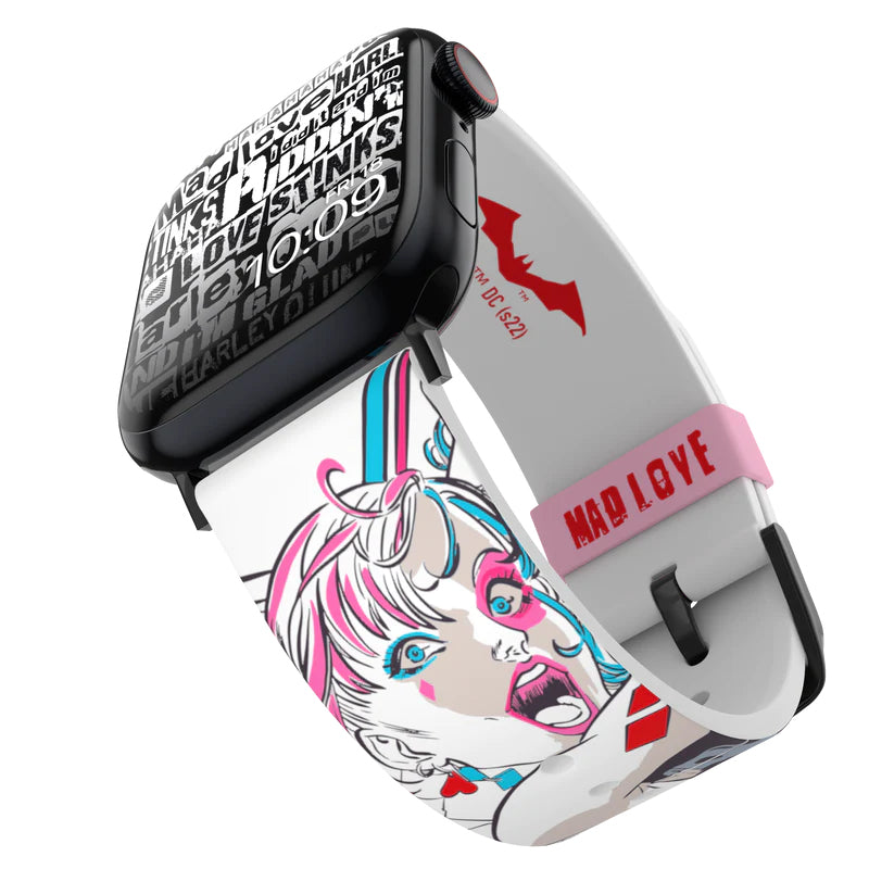 MobyFox Harley Quinn Mad Love – Silikon, Weiss/Blau, 22 mm, für Apple Watch