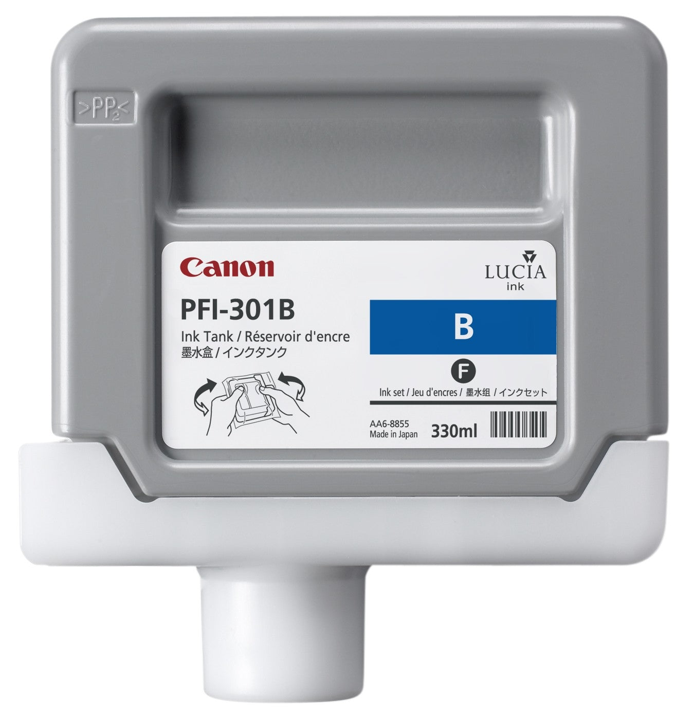 Canon Tintenpatrone PFI301B, cyan, 330 ml, original – für Tintenstrahldrucker/Multifunktionsgeräte