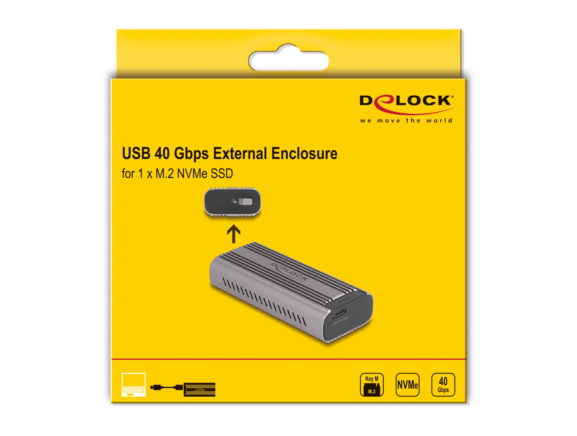 DeLOCK M.2 NVMe SSD-Gehäuse – 1-Bay M.2, USB4 40 Gbit/s, Thunderbolt 4, für M.2 NVMe (PCIe)