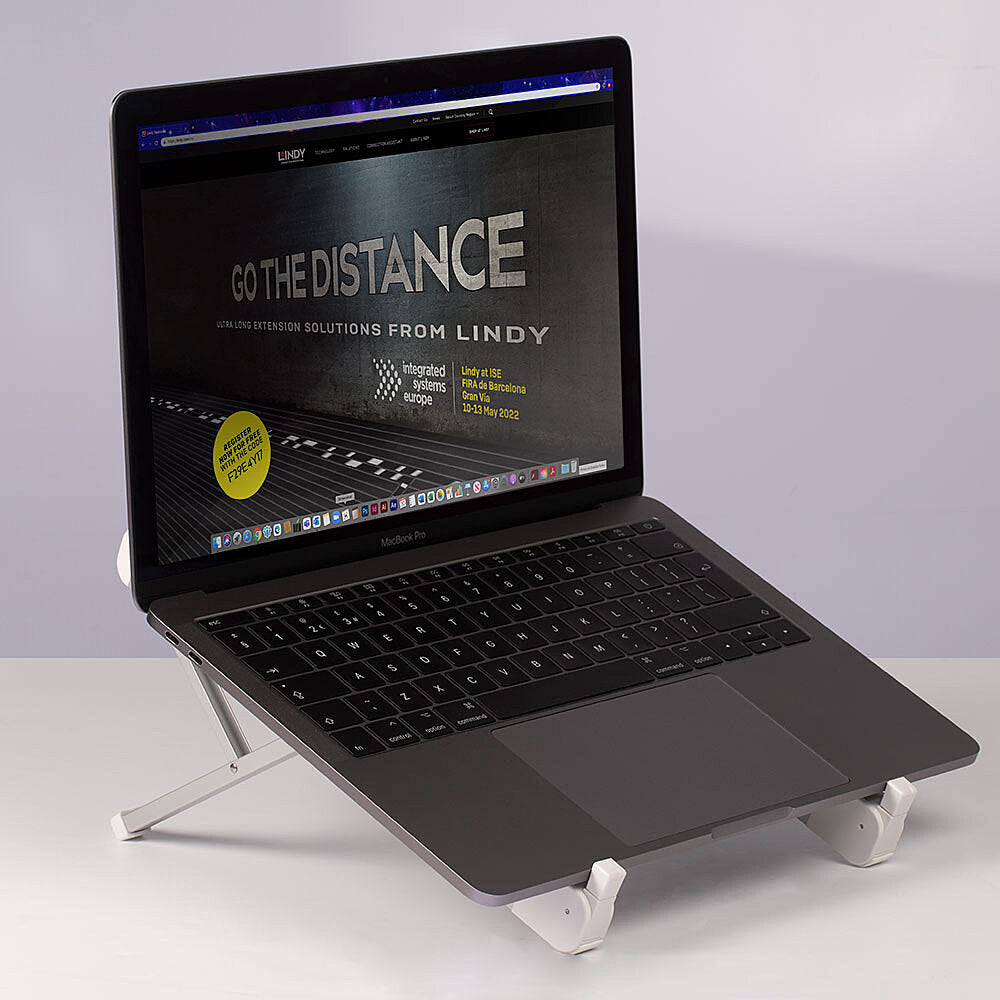 Lindy Laptop-Ständer – bis 15,6", bis 15 kg, faltbar – Silber/Weiss