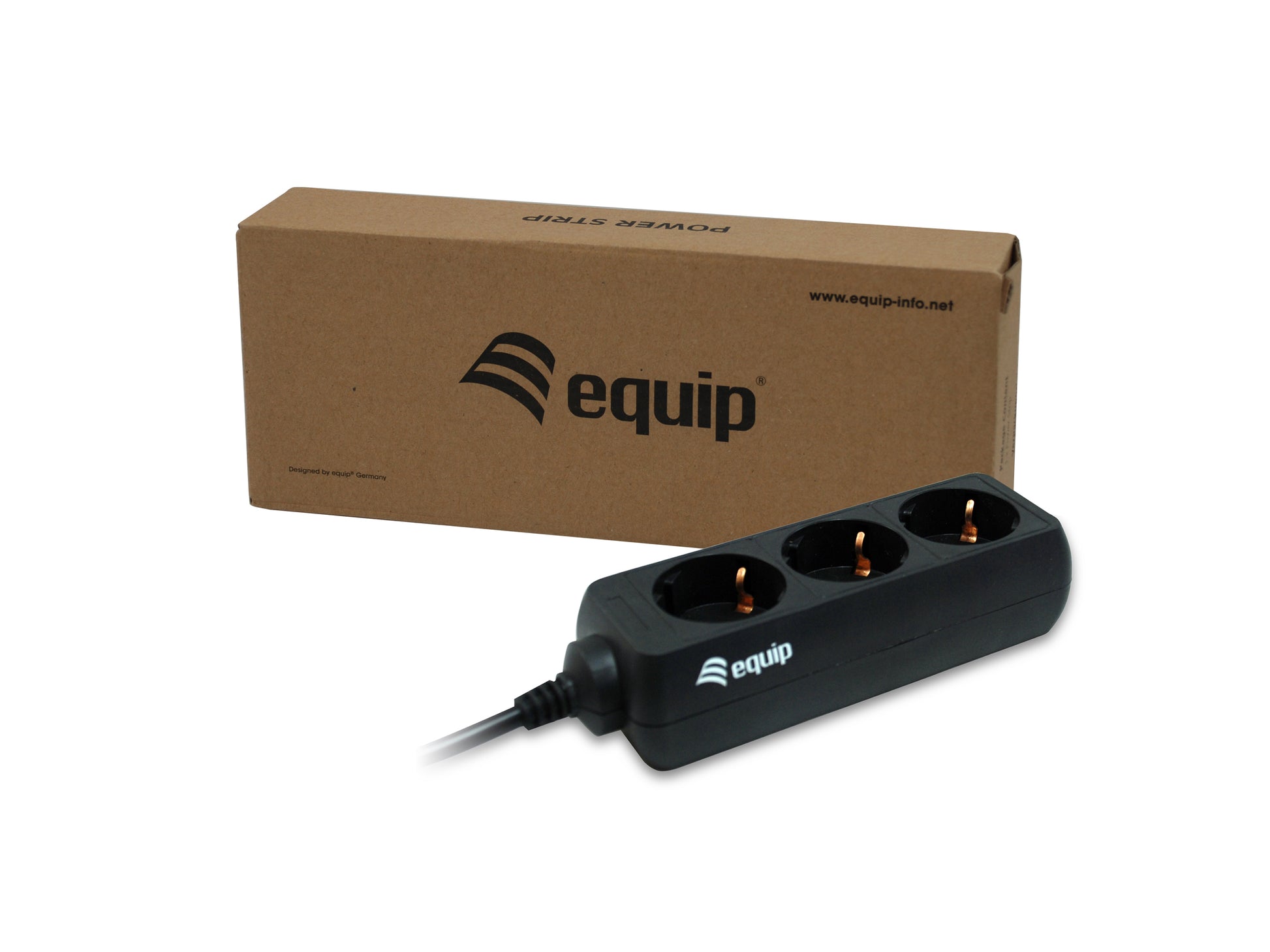 Equip Steckdosenleiste – 3× Schuko (Typ F), 1,1 m, ohne Schalter, schwarz