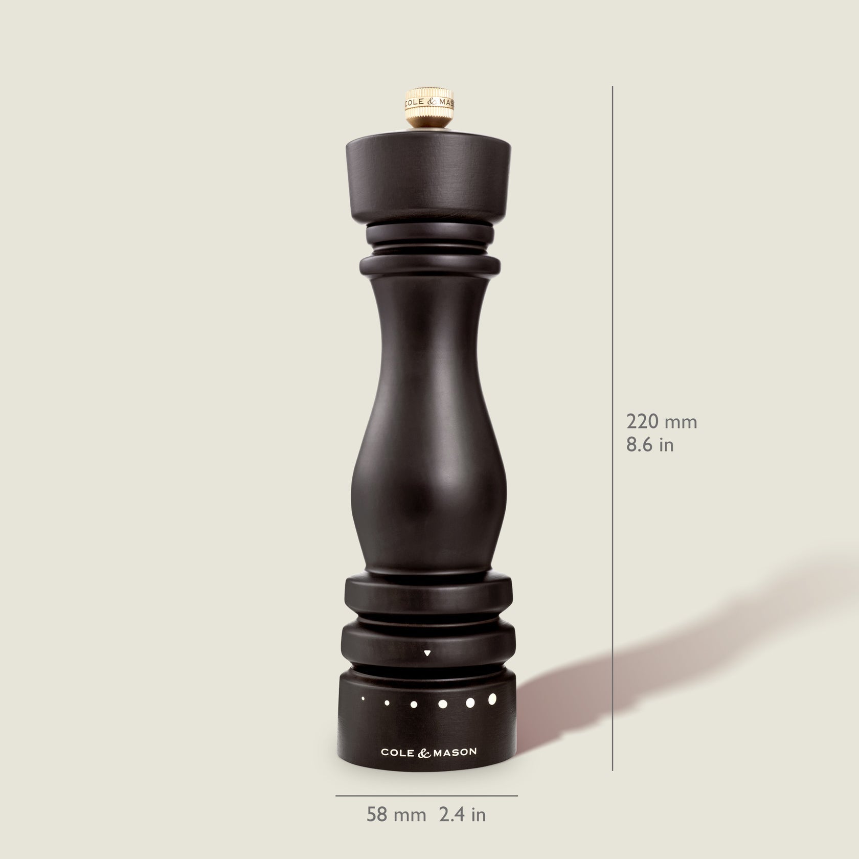 Cole & Mason Salz-/Pfeffermühle Ø 6 × 22 cm, Buche, Dunkelbraun