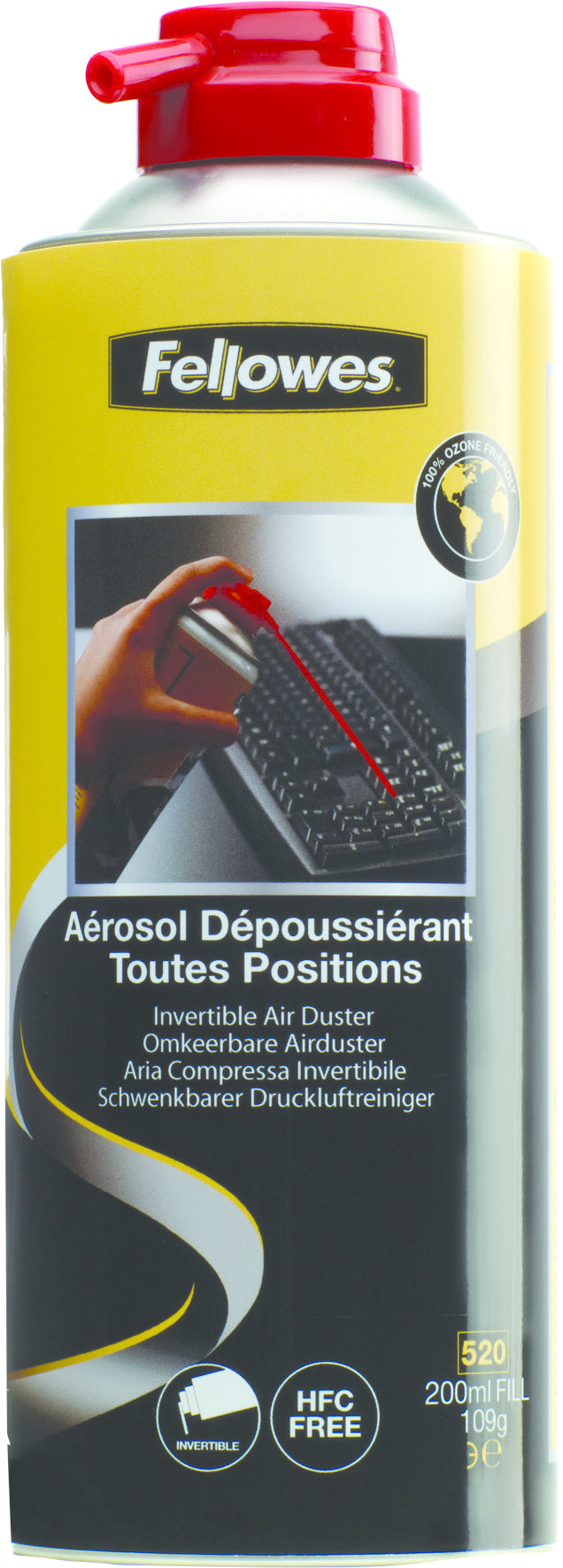 Fellowes Druckluftspray 9974805 – 200 ml – weiss – 6,4 × 6,4 × 18,8 cm – für Tastatur, Drucker u. a.