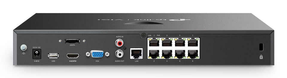 TP-Link VIGI NVR2008H-8MP-2TB – 8 Kanäle – 4K – PoE 93 W – 2 TB (SATA)