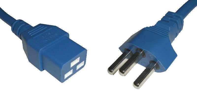 Diggelmann Netzkabel, T23 auf C19, 16 A, 2 m, Blau