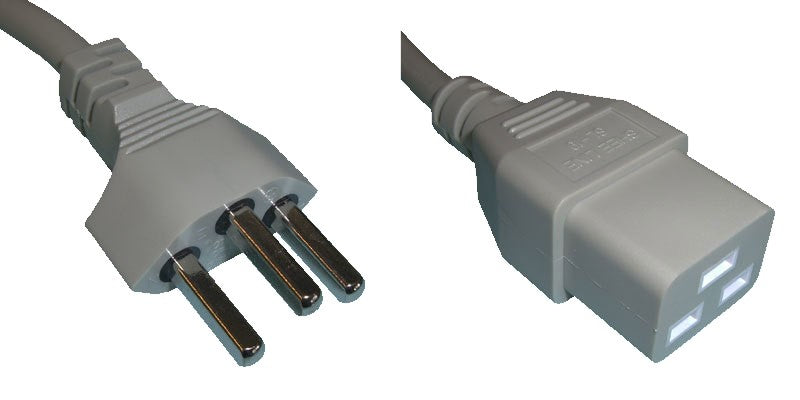 Diggelmann Netzkabel, T23 auf C19, 16 A, 3 m, Grau