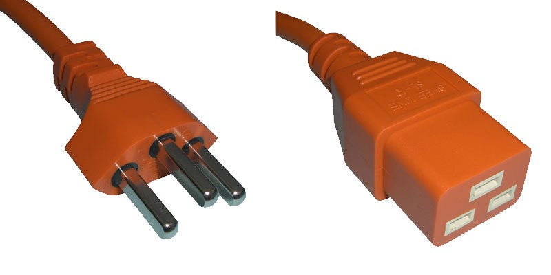 Diggelmann Netzkabel, T23 auf C19, angespritzt, 1,75 m, Orange