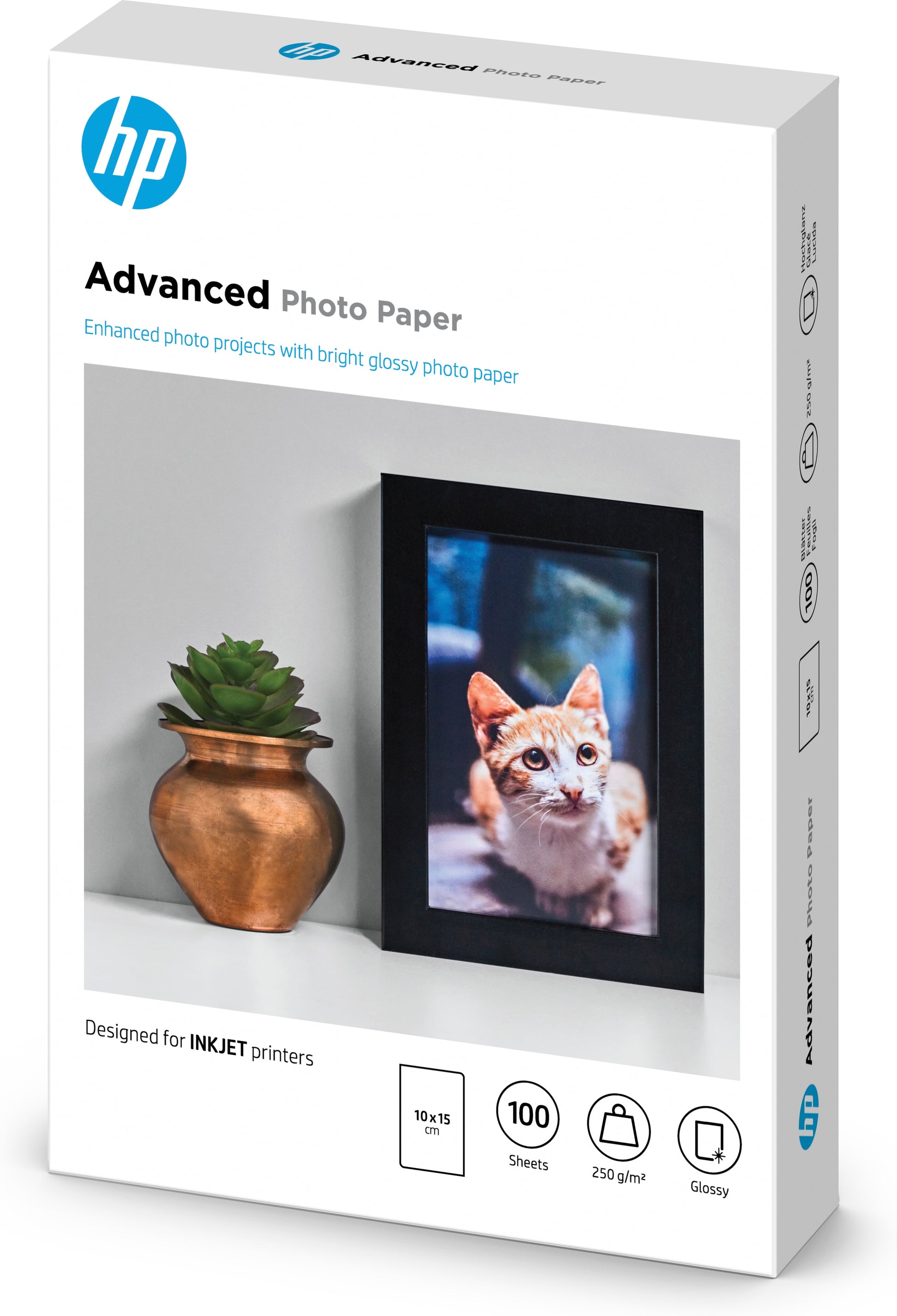 HP Fotopapier – hochglänzend, 100 × 150 mm, 250 g/m², 100 Blatt – für Inkjet-Drucker