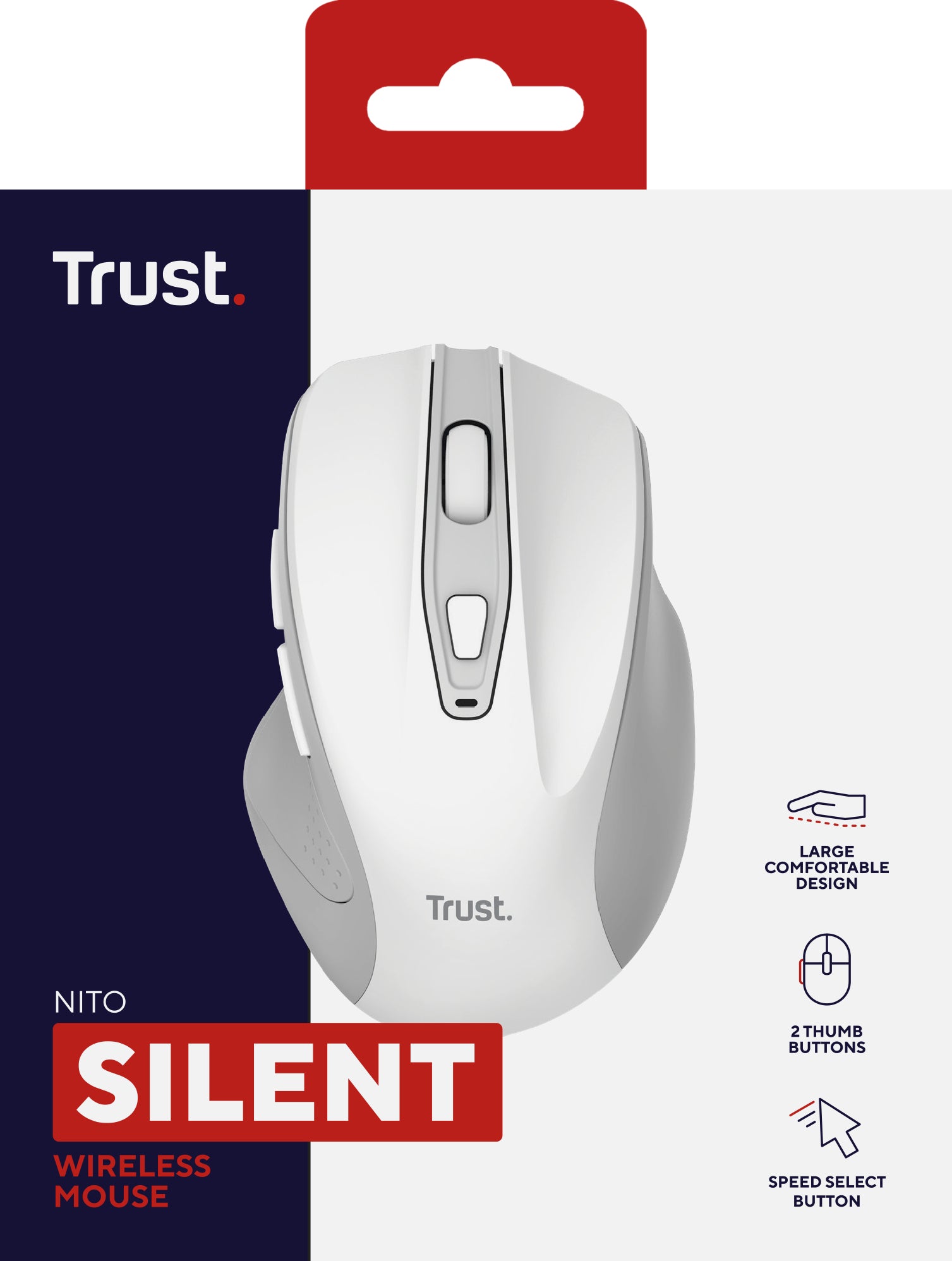 Trust Nito Silent – Maus – Kabellos (2,4 GHz), 2200 DPI, Rechtshänder, Weiss
