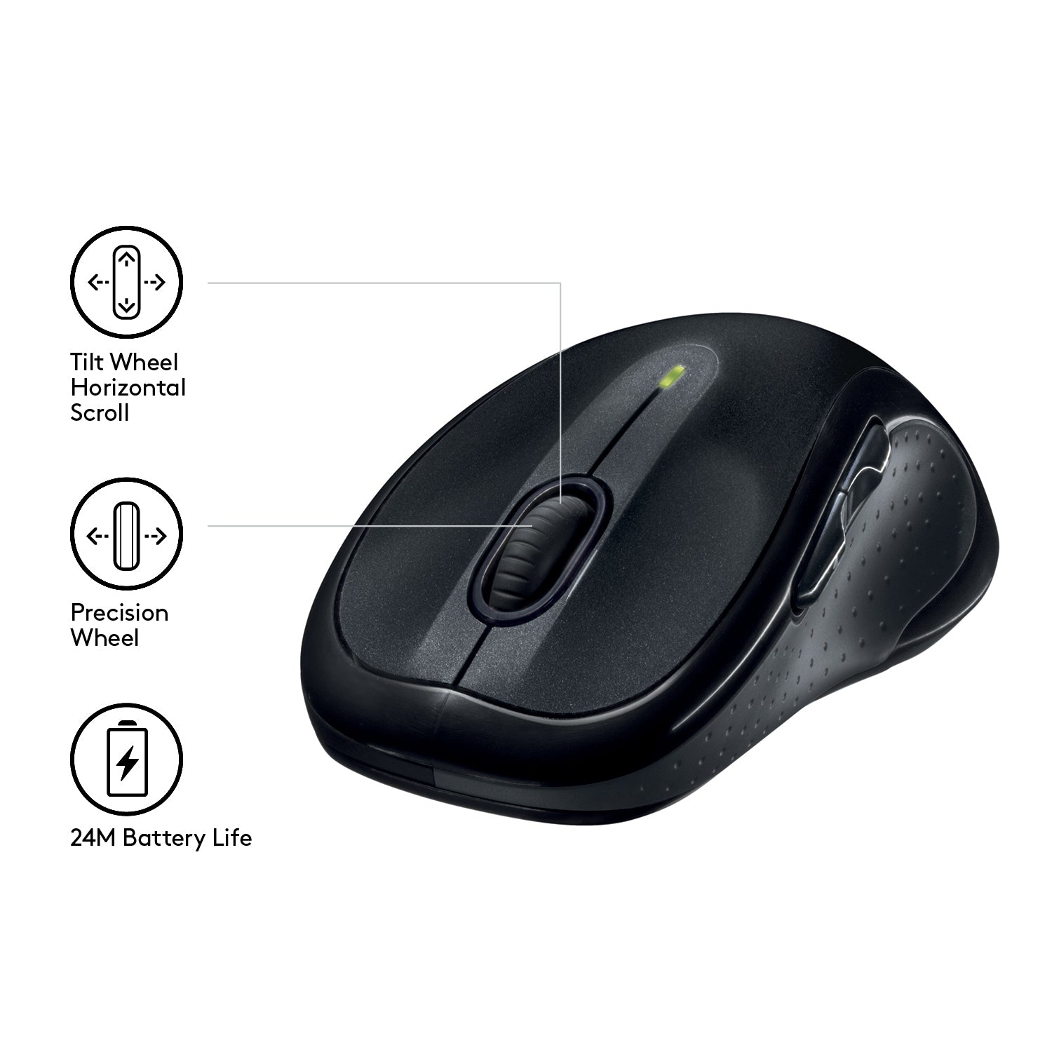 Logitech M510 Maus – kabellos, USB-A, schwarz