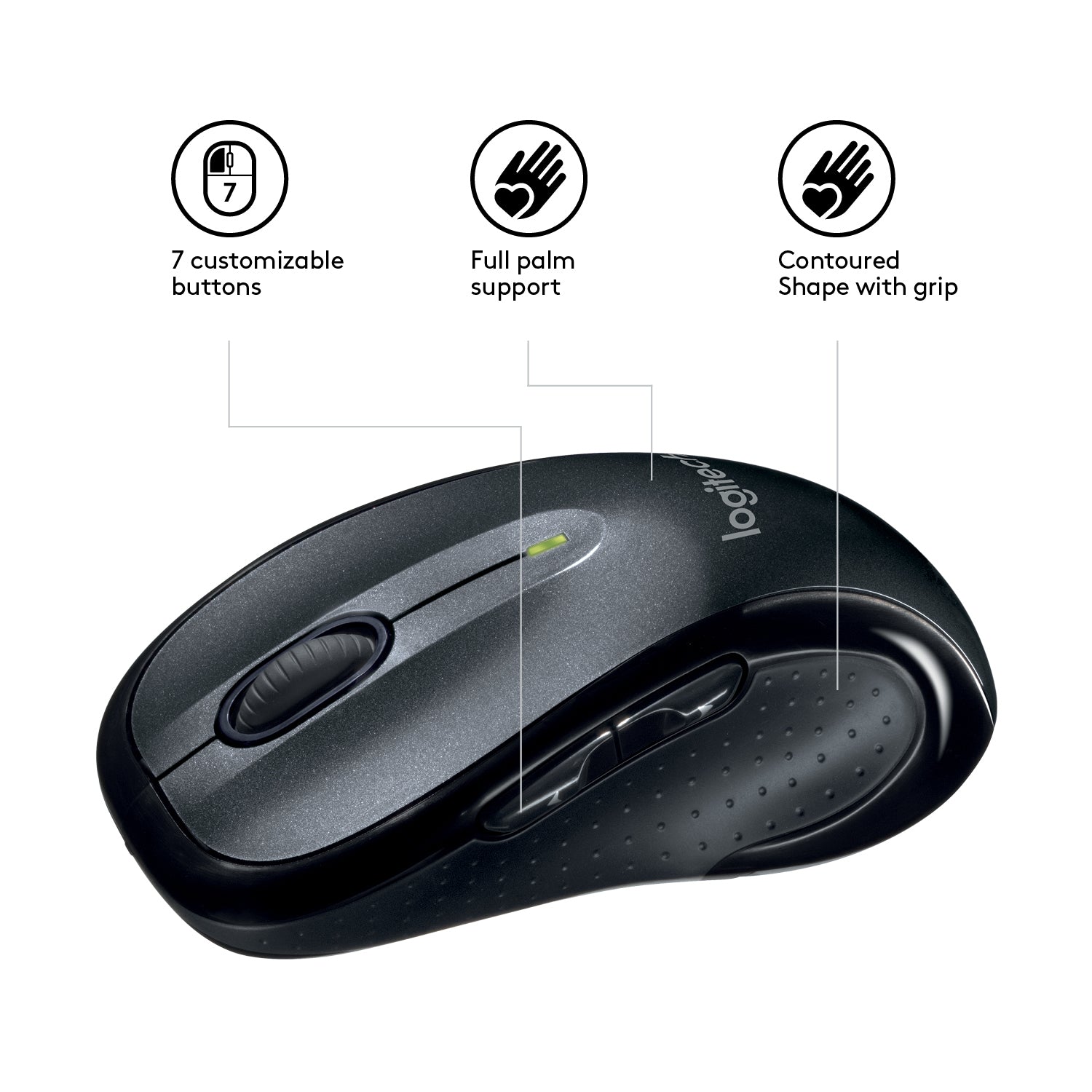 Logitech M510 Maus – kabellos, USB-A, schwarz