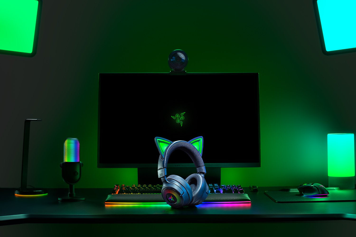 Razer Kraken Kitty V3 Pro – Bluetooth Gaming-Headset, Surround-Sound, Stummschaltung – Schwarz – für PS5/PS4/P