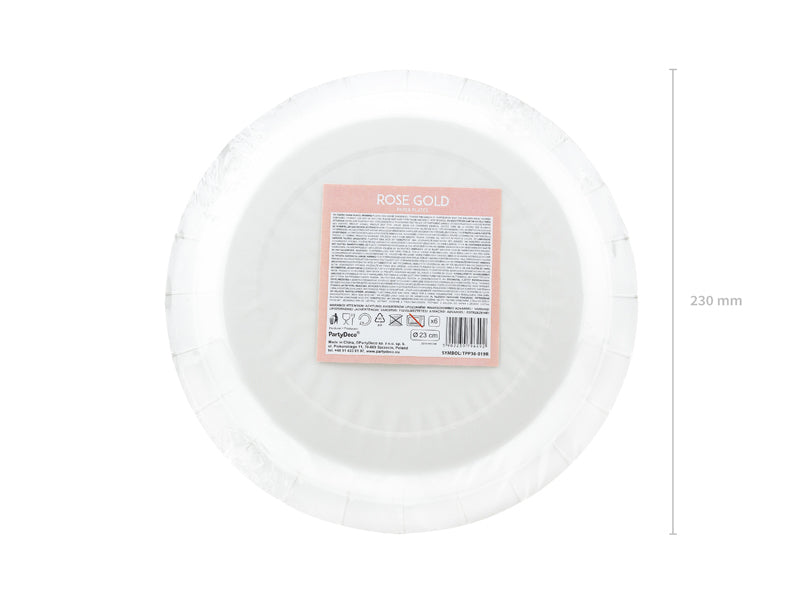 PartyDeco Teller, Papier/Karton – Ø 23 cm, Roségold – 6 Stk.